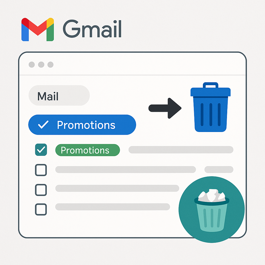 Declutter your inbox: a modern visual illustrating how to delete all promotion email in Gmail efficiently.