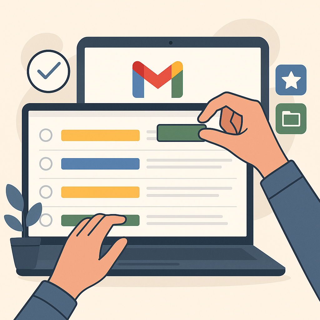 A clean, modern desk setup symbolizing efficient strategies to organize Gmail and boost productivity.