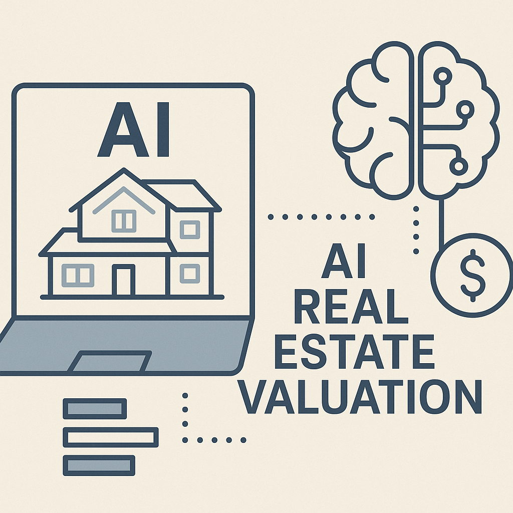 Clear illustration of AI real estate valuation innovation, showing data analysis for precise property insights.